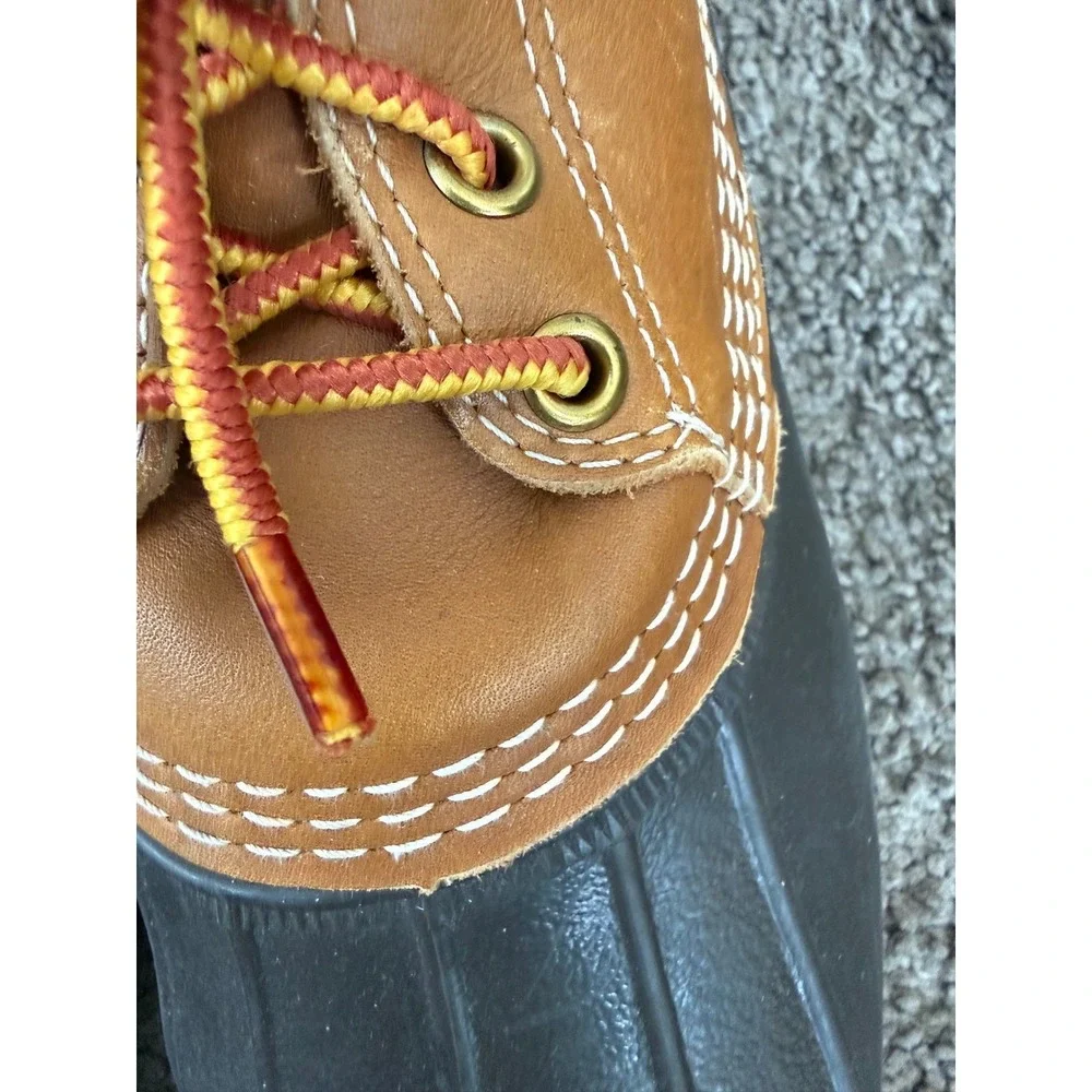 L.L.Bean Bean Boots Brown Leather Duck Boots Made in USA Lace-Up Mens size 8‎
